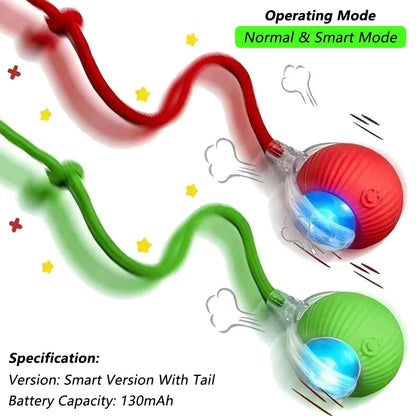 Smart Rolling Cat Toy – Rechargeable Interactive Ball with Tail