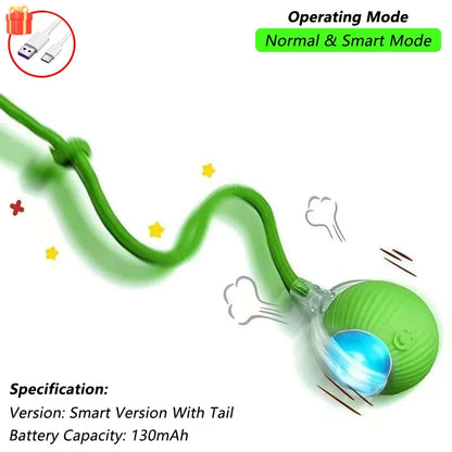 Smart Rolling Cat Toy – Rechargeable Interactive Ball with Tail