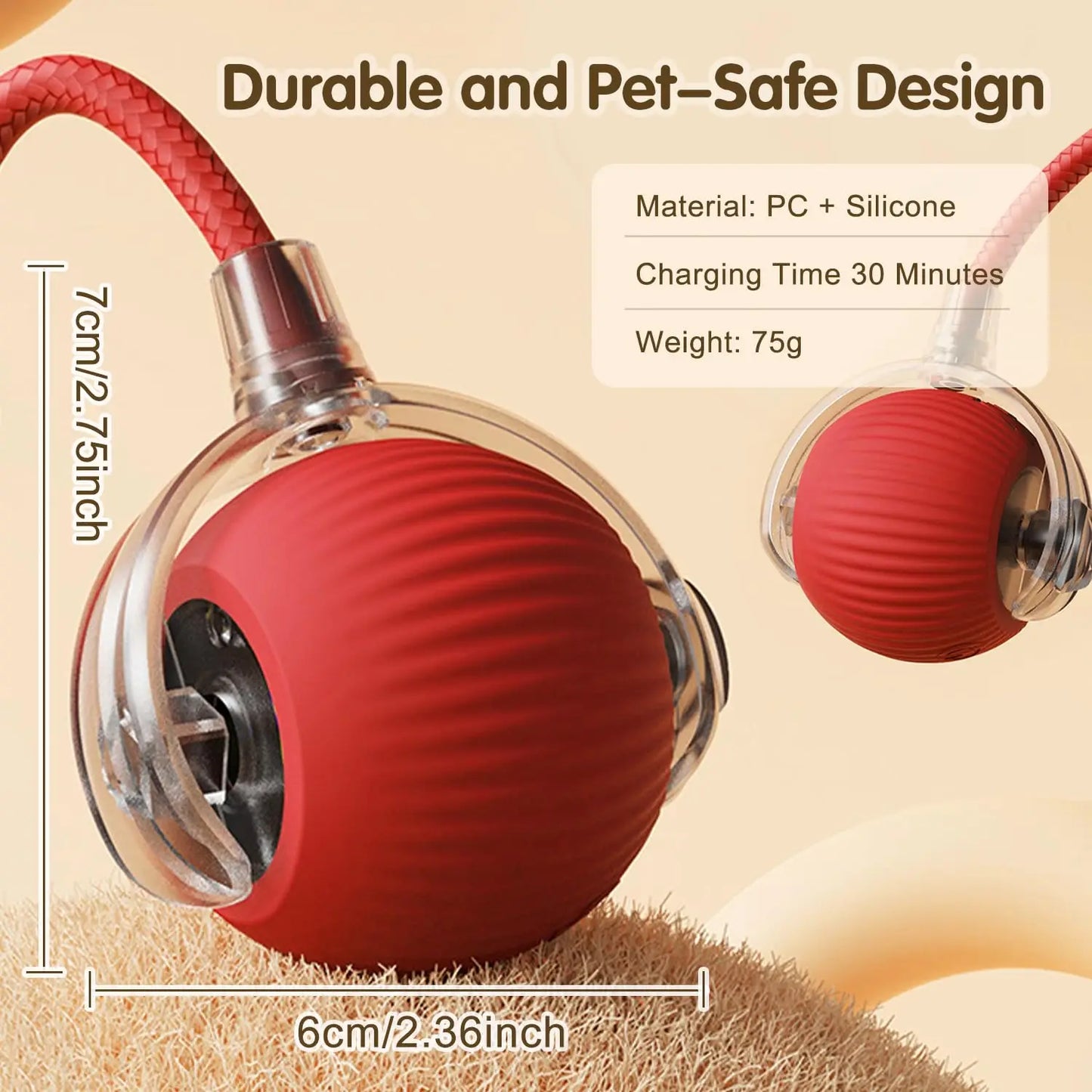 Smart Rolling Cat Toy – Rechargeable Interactive Ball with Tail