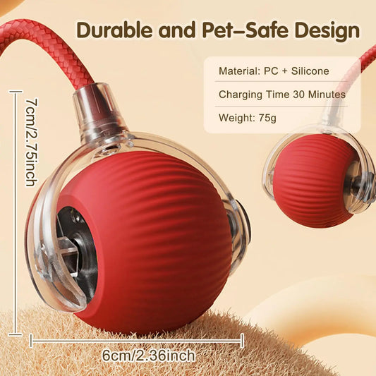 Smart Rolling Cat Toy – Rechargeable Interactive Ball with Tail
