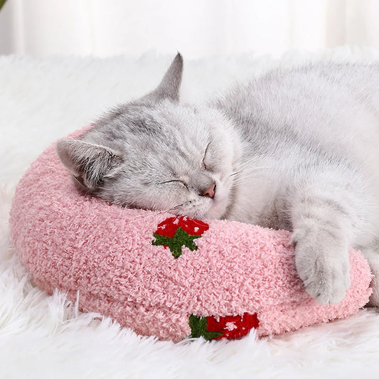 U-Shaped Pet Pillow – Soft Neck & Head Support for Cats & Small Dogs