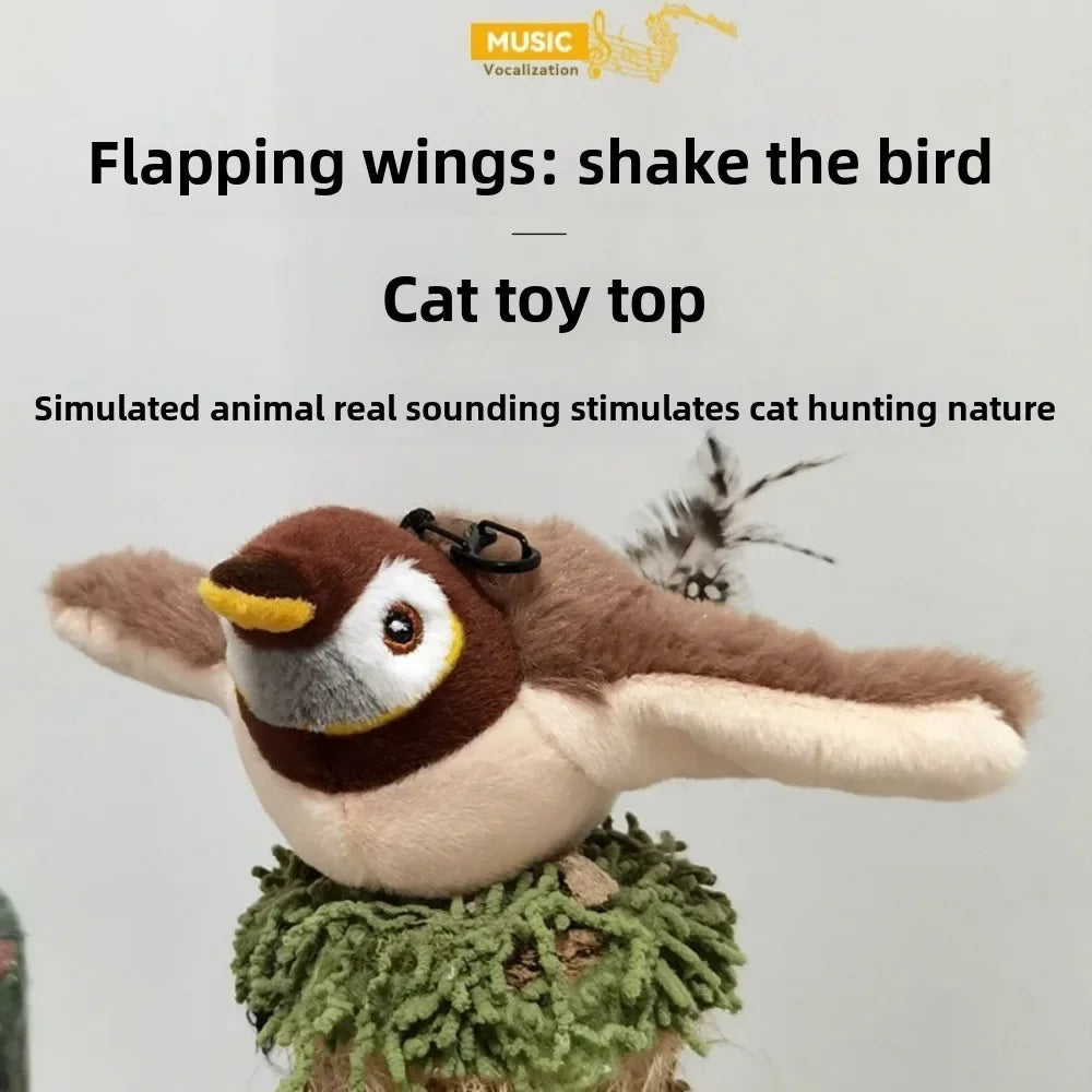 Rechargeable Flapping Bird Cat Toy – Interactive Plush with Catnip & Sound