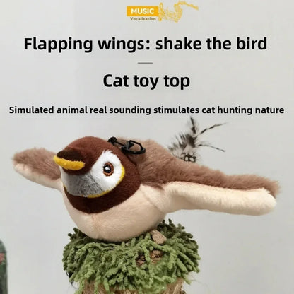 Rechargeable Flapping Bird Cat Toy – Interactive Plush with Catnip & Sound